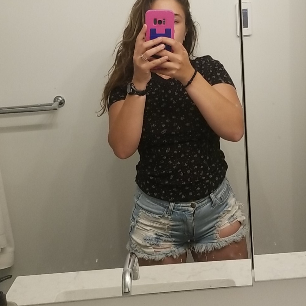 Black floral t shirt